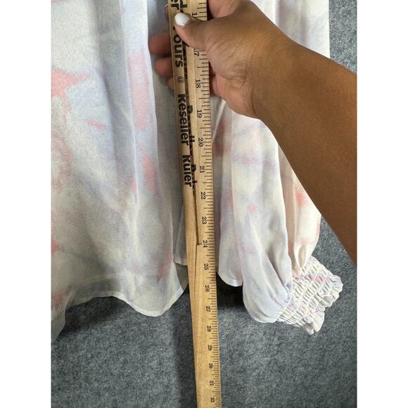 Modcloth Blouse Women Large Semi Sheer Long Sleeve Smocked Peasant‎ Boho Relax - Picture 5 of 7